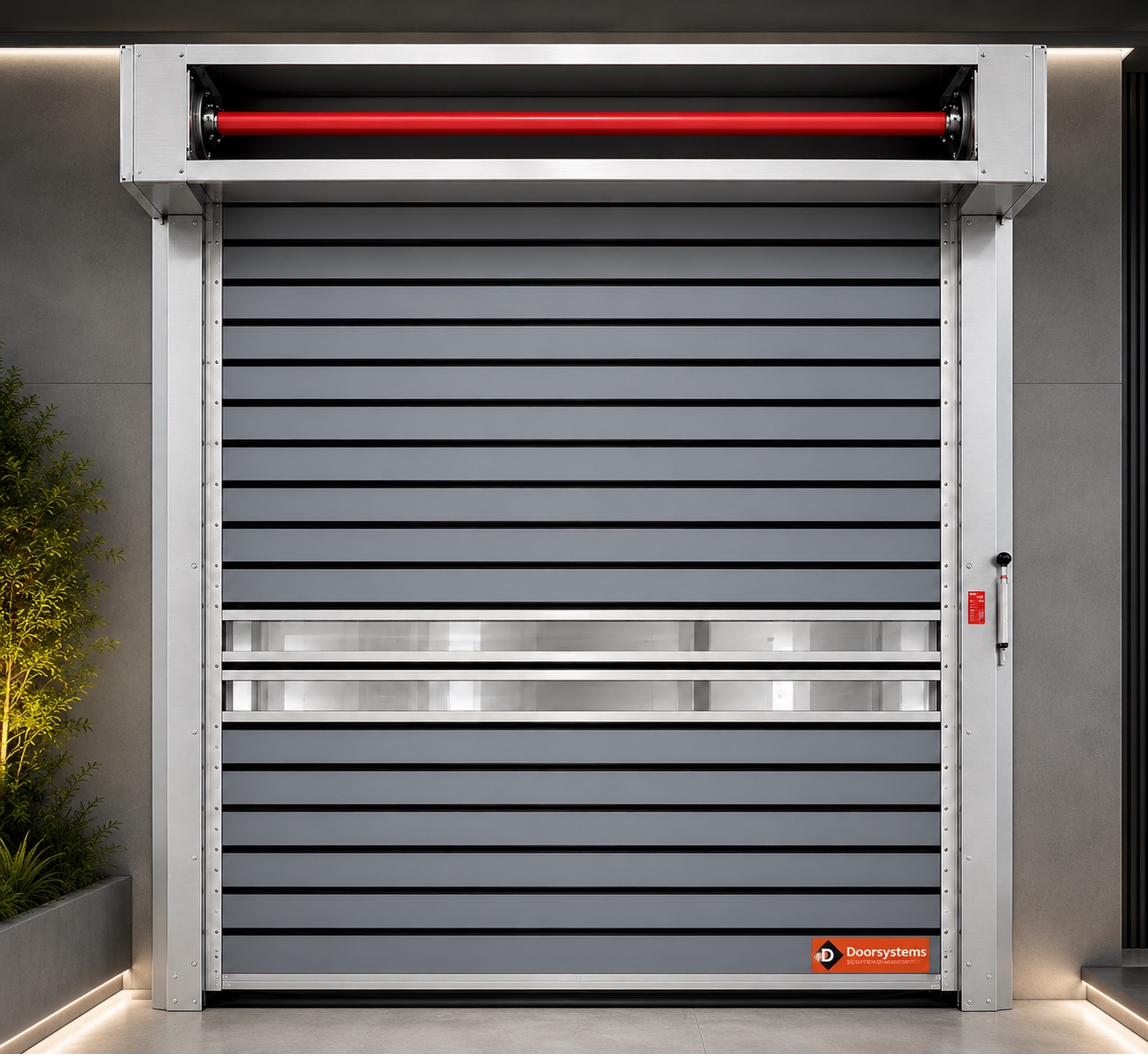 DS Spiraldoor Pro in grijs met doorkijkstroken